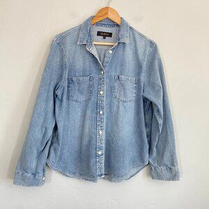 Quince Denim Chambray Top Women Size XL Blue Medium Wash Button Down